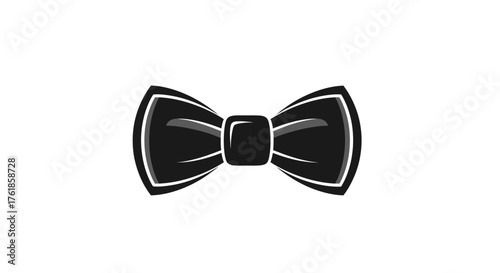 Elegant Black Bow Tie with White Outline Formal Wear Accessory.