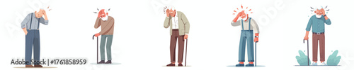 vector of a grandfather with a headache