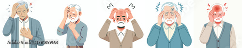 vector of a grandfather half body with a headache