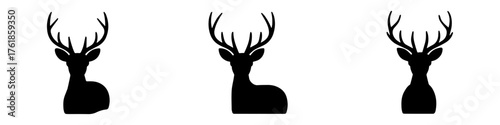 silhouette of deer stag buck wild animal with majestic antlers 