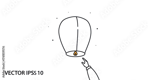 Hand releasing a glowing paper lantern into the night sky.