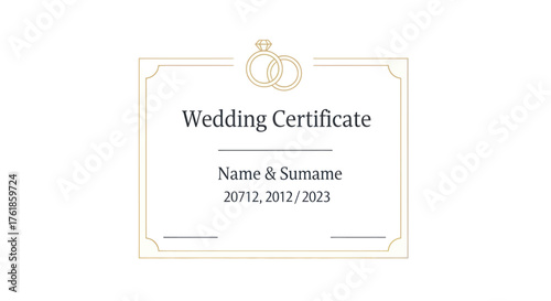 Elegant Wedding Certificate with Interlocking Rings and Decorative Border.
