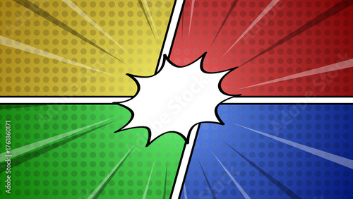 Four-Way Comic Style Split Screen Background Layout