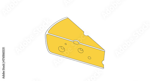 A simple line art illustration of a yellow Swiss cheese wedge with holes.