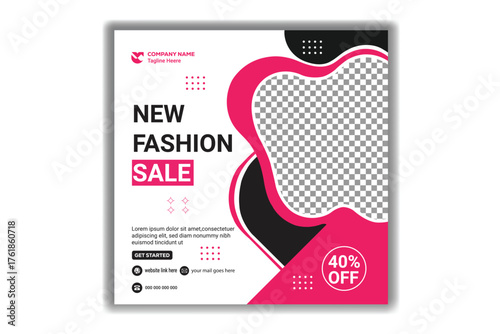 Stylish Apparel Promotion Template Fashion Sale Social Media Banner Design for Online Store and Boutique Black and Pink