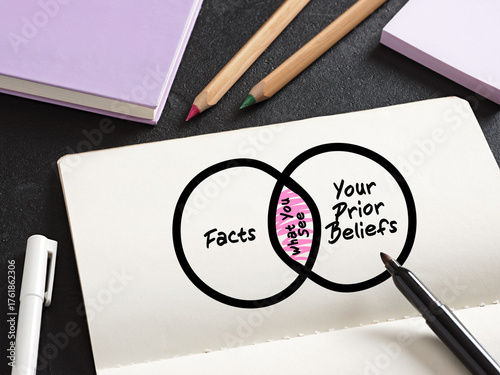 Facts versus prior beliefs explained with venn diagram