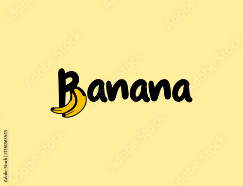 Banana Logo Simple and stylish design featuring the word 'Banana' and a banana icon, perfect for branding
