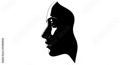 Elegant silhouette of a woman's profile conveying mystery and modern beauty, perfect for fashion and design concepts