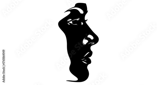 Elegant silhouette of a woman's profile conveying mystery and allure, perfect for fashion and beauty campaigns