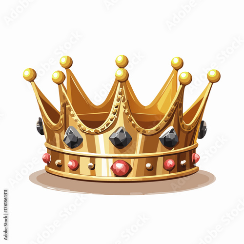 golden crown with jewerly isolated on white background