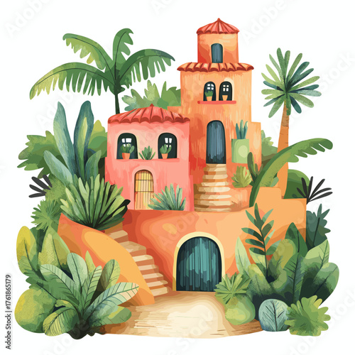 Mexico City. Mexico City hand drawn watercolor illustration