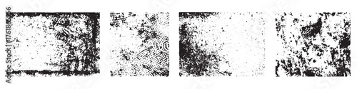 A sequence of four abstract black and white textured images displayed side by side