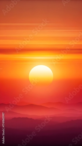 Vibrant sunset sky with fiery orange and red hues