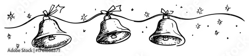 christmas jingle bells garland decoration sketch vector