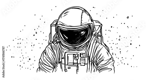 astronaut portrait in helmet and space suit sketch vector