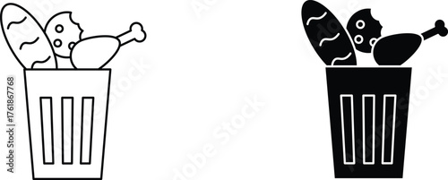 food waste  icon vector graphic illustration  with white background flat hand made icon fill icon .