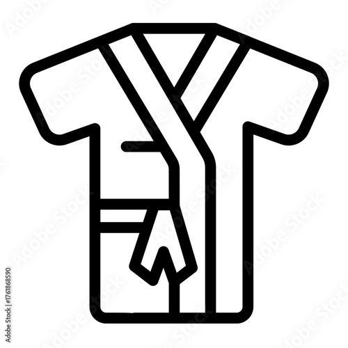 Bathrobe cloth line icon, spa massage concept. Vector graphics. Shower clothes, bath time sign on white background, style icon mobile or web design.