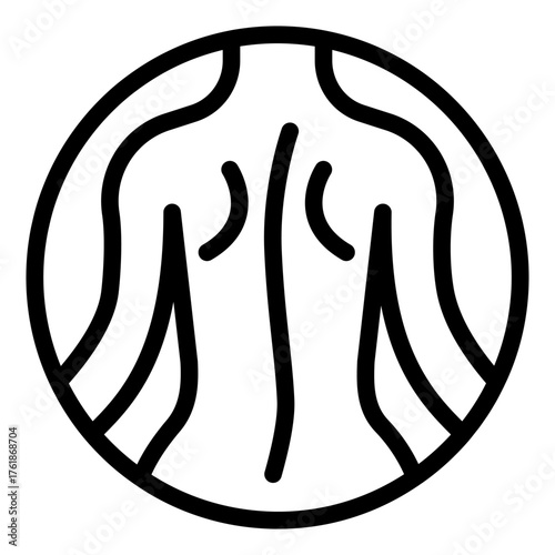 Back skin of woman line icon, spa massage concept. Vector graphics. Woman figure, skin therapy bubble sign on white background, style icon mobile or web design.