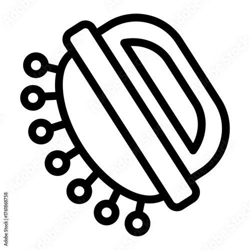 Massaging brush with handle line icon, spa salon concept. Vector graphics. Brush for skin massage therapy, accessory sign on white background, style icon mobile or web design.