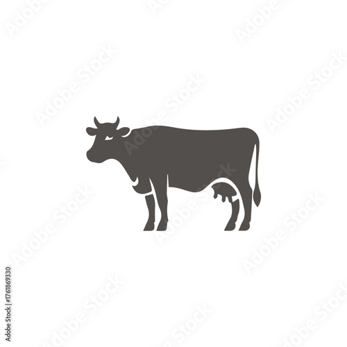 Silhouette style minimal cow t-shirt design featuring simple black vector art of a cow, perfect for farm animal lovers, countryside lifestyle fans, minimalist fashion enthusiasts, nature-inspired appa