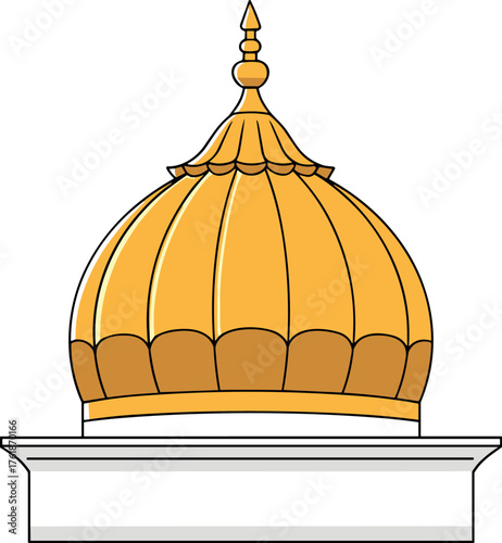 Golden Gurdwara Dome - Sikh Temple Architecture Illustration