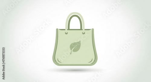 Illustration of a green shopping bag with a leaf symbol, representing ecofriendly practices and sustainable consumption