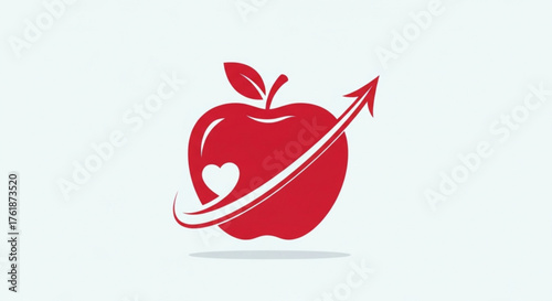 Illustration of a red apple with an arrow, symbolizing growth, health, and the pursuit of wellness and positive change
