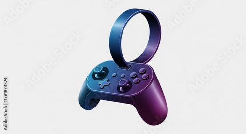 A modern video game controller with a ring, studio shot, gaming accessory, futuristic design, ergonomic shape