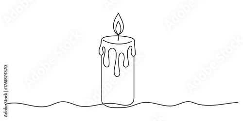 One line continuous candle Editable stroke