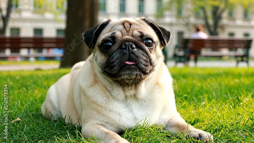 Pugs Peaceful Park Day - A Relaxing Moment in the Sun.