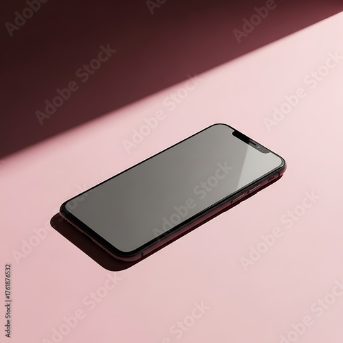 Iphone mockup on pink background for app design and ui presentation with sunlight and shadows effect