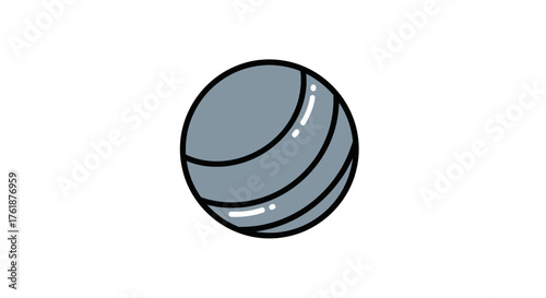 A simple cartoon illustration of a grey exercise ball.