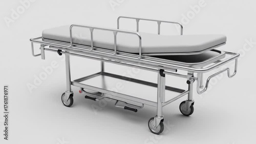 Gleaming chrome stretcher A hospital scene
