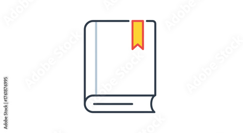 Closed Book with Bookmark Illustration.