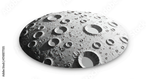 Detailed 3D Rendered Lunar Surface Model with Numerous Craters.