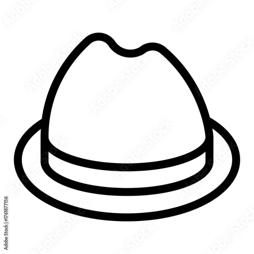 Hat with stripe and visor line icon, winter headwear concept. Vector graphics. Stylish hat for men, headwear sign on white background, style icon mobile or web design.