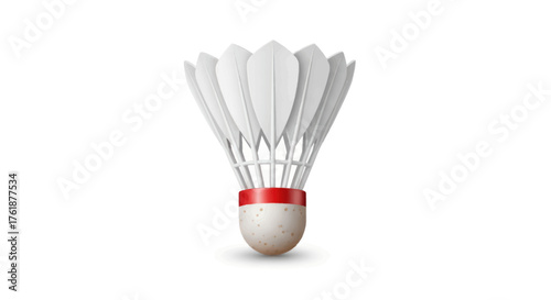 White Badminton Shuttlecock with Red Band Sports Equipment.