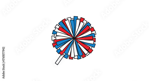 Obraz na plátně Red White and Blue Pom-Pom with Handle for Cheering and Support.