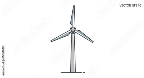 Stylized illustration of a modern wind turbine with three blades.