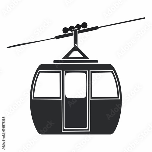 Cable Car Silhouette A Simple Icon for Mountain Travel and Transportation Designs