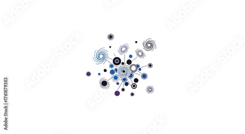 Abstract Network of Interconnected Geometric Shapes and Dots.