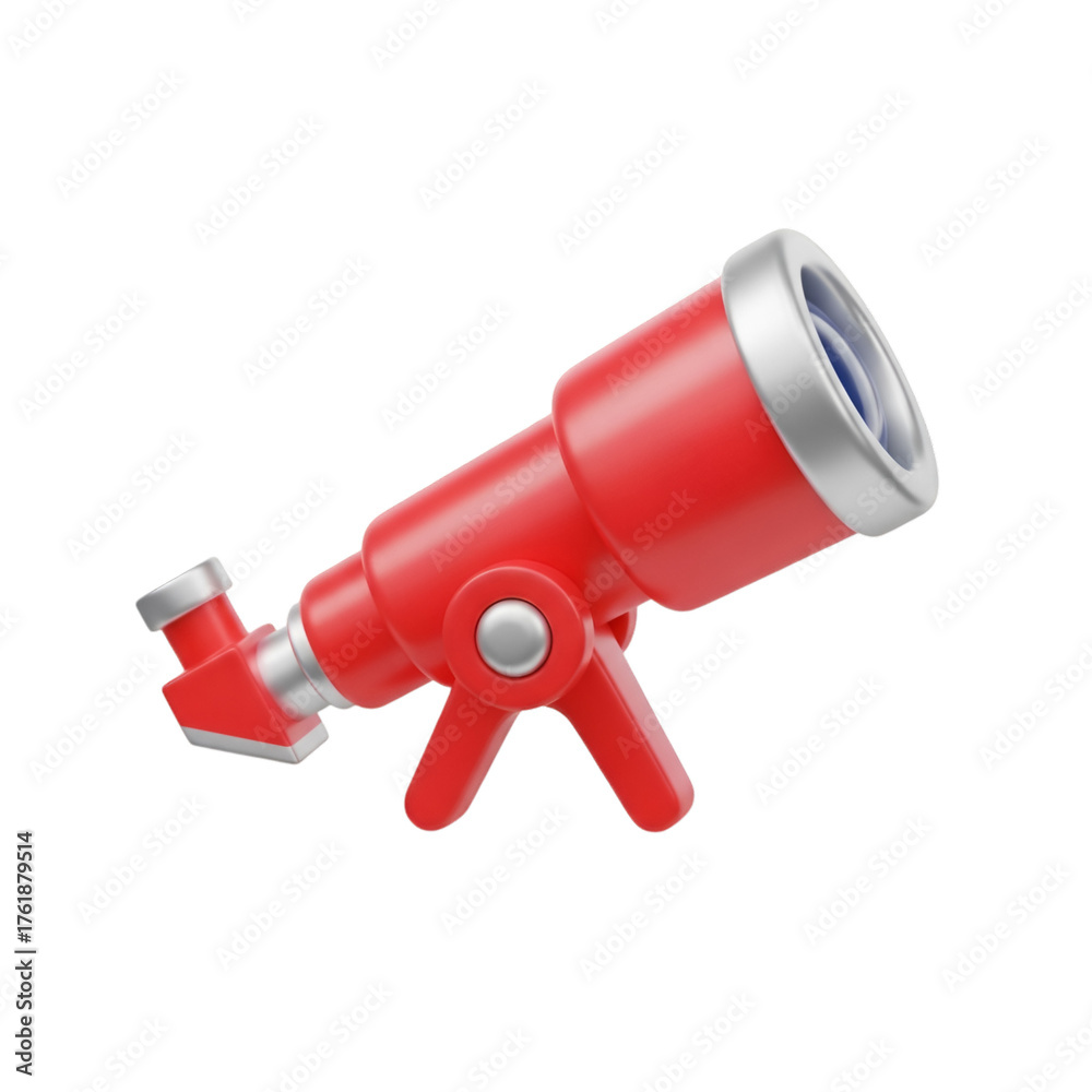 Naklejka premium A 3d render of a red telescope isolated on transparent background