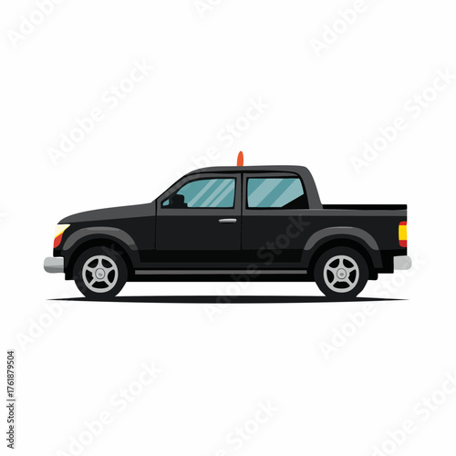Black Pickup Truck Vector Illustration Perfect for Transportation, Delivery, or Industrial Design Projects