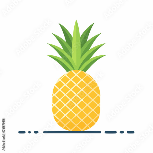 Stylized pineapple fruit icon in a flat design style. Vector illustration of a tropical, exotic fruit, perfect for summer themes and healthy eating concepts