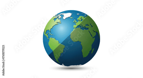 Globe Illustration Showing Continents and Oceans.