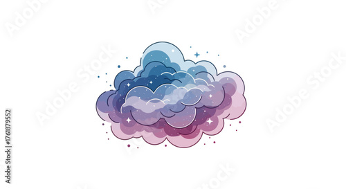 Whimsical Cartoon Cloud with Starry Accents.