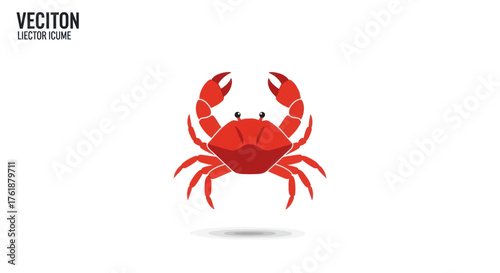 Red Geometric Crab Icon with Large Claws.