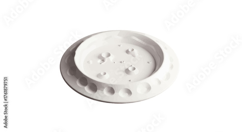 White Ceramic Decorative Bowl with Embossed Pattern and Interior Indentations.