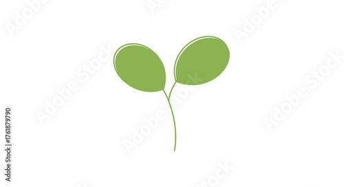 Delicate Green Seedling with Two Oval Leaves Emerging.