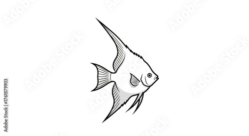 Angelfish Illustration: Elegant Aquatic Creature with Distinctive Fins.